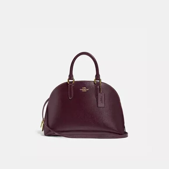 Coach Quinn Satchel Burgundy Patent Leather Women's Crossbody Bag - Picture 1 of 7